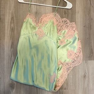 Alice + Olivia Green and Pink Lace Dress